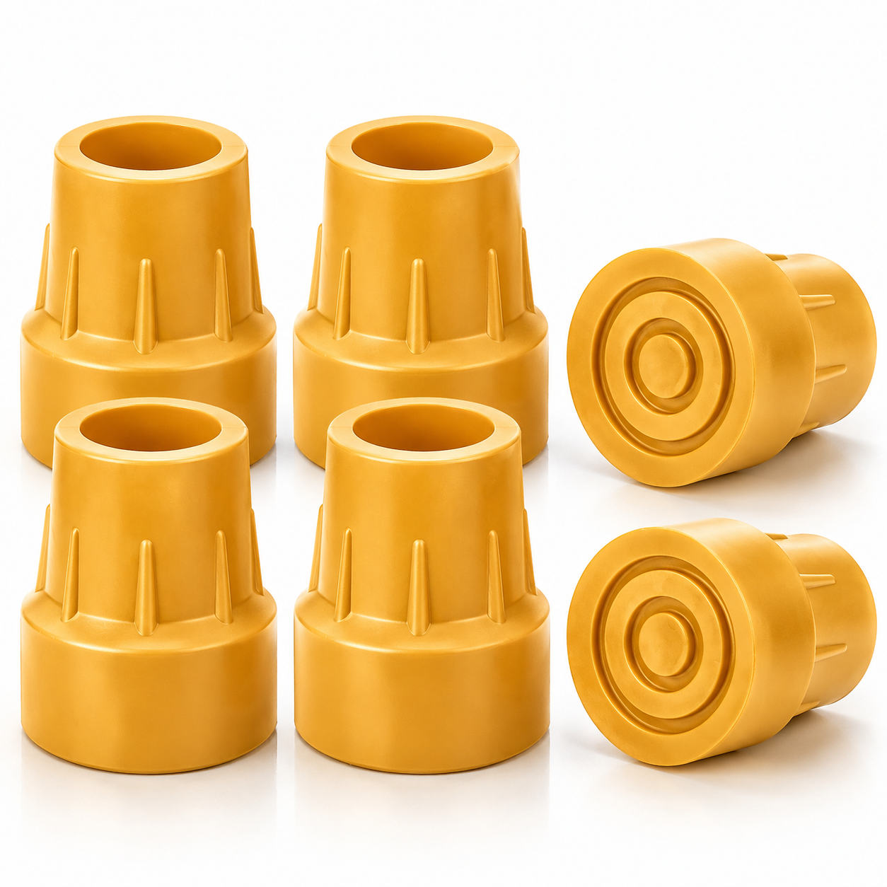 1 Inch Cane Tips 6 Pack Heavy Duty Rubber Replacement Crutch Tips for Walker Cane