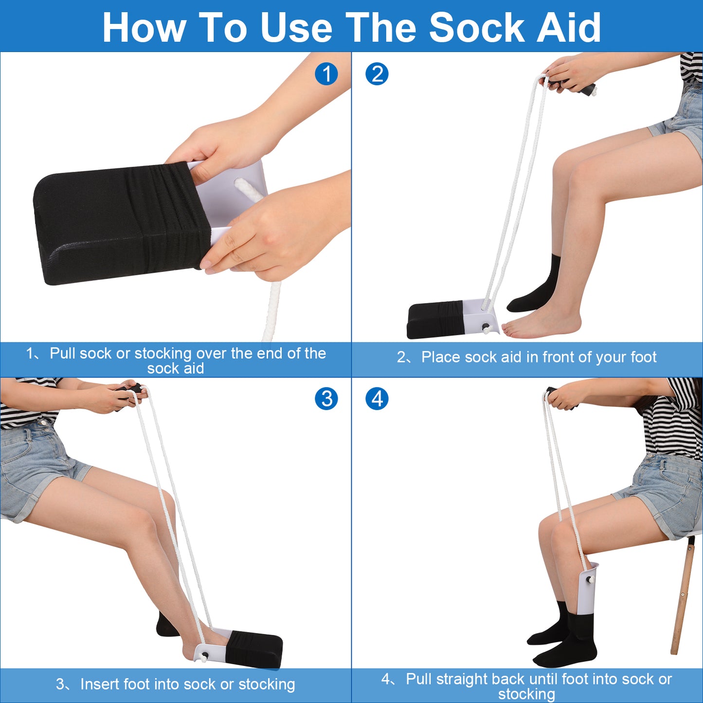 Sock Aid Kit with Long Shoe Horn Dressing Aid