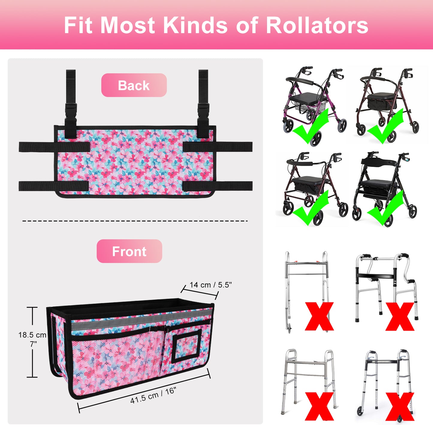Large Capacity Rollator Basket
