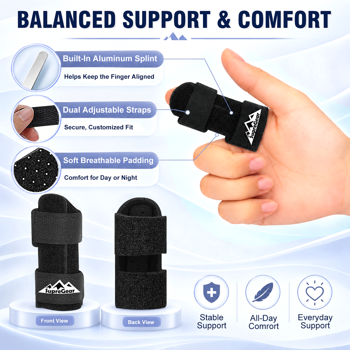 Finger Splint Support 2 Pack Adjustable Trigger Finger Brace for Broken Sprain Arthritis