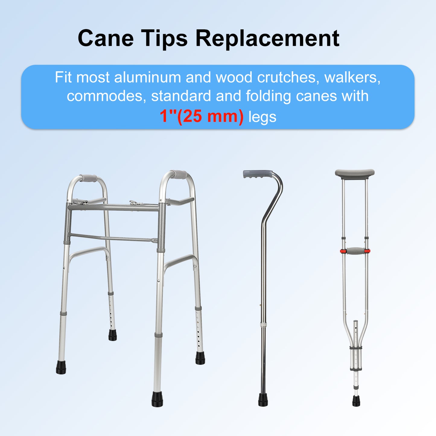 1" Heavy Duty Cane Tips, 2-Pack