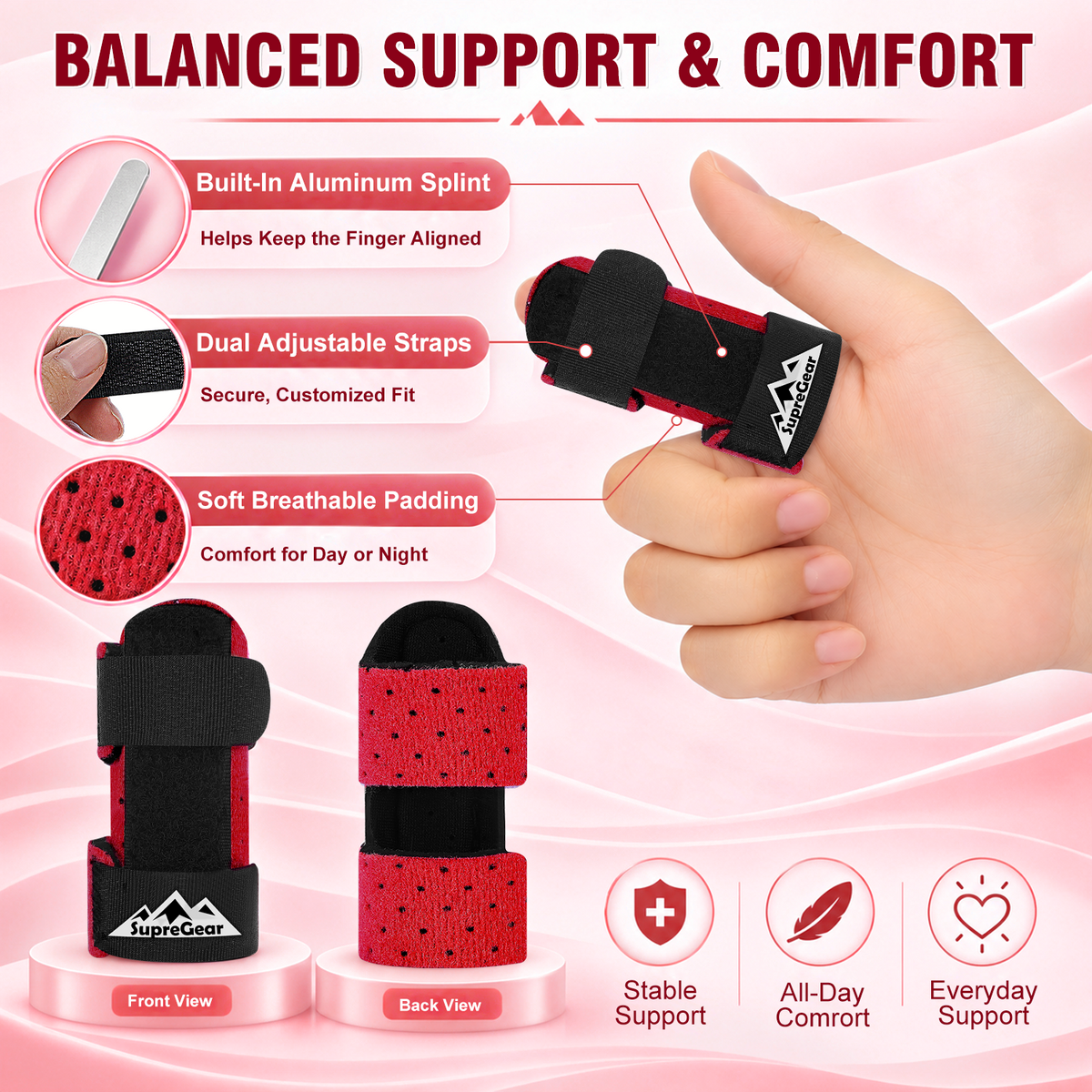 Finger Splint Support 2 Pack Adjustable Trigger Finger Brace for Broken Sprain Arthritis