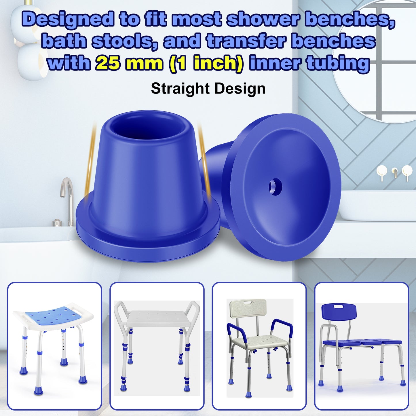 4PK Non-Slip Tips for Shower Chairs