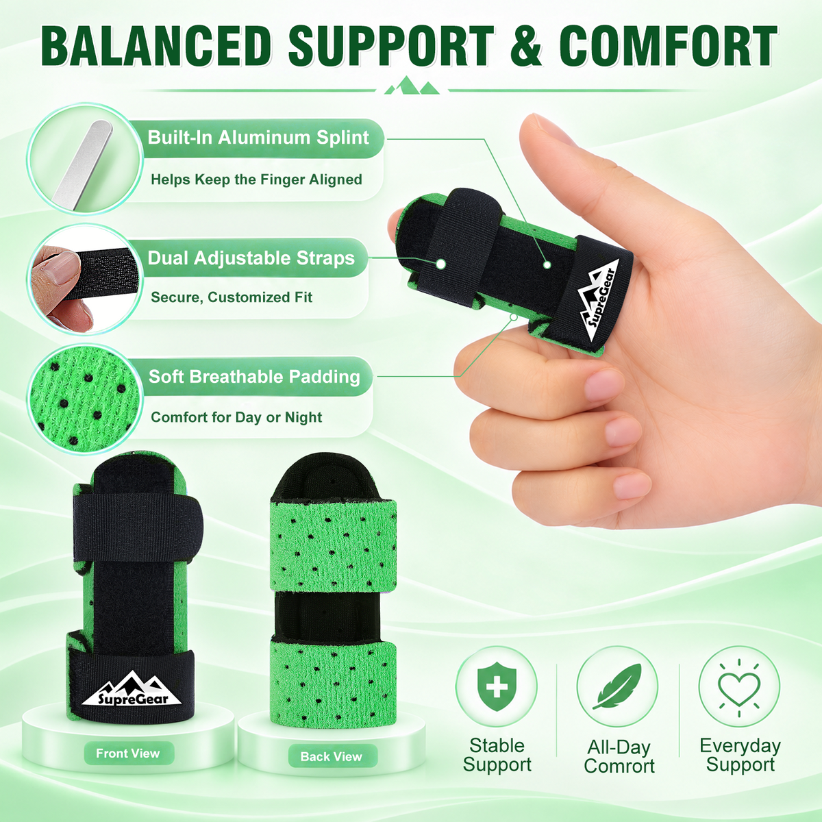 Finger Splint Support 2 Pack Adjustable Trigger Finger Brace for Broken Sprain Arthritis