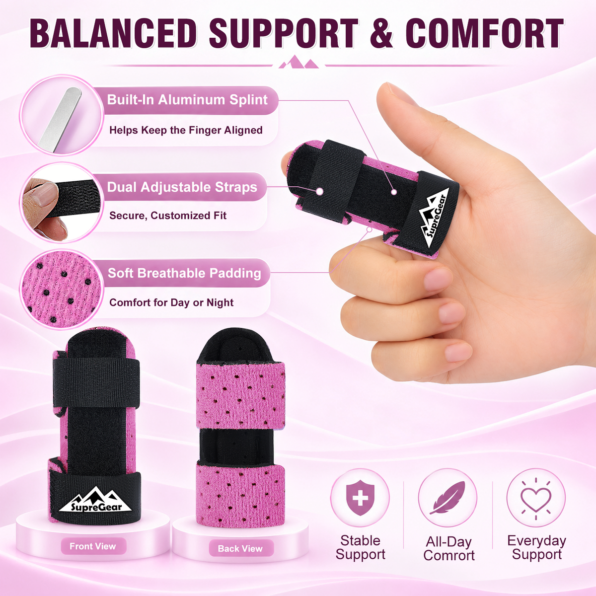 Finger Splint Support 2 Pack Adjustable Trigger Finger Brace for Broken Sprain Arthritis