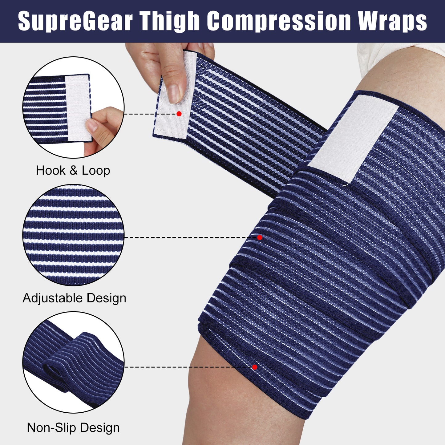 2 Pcs Adjustable Hamstring and Thigh Compression Wraps