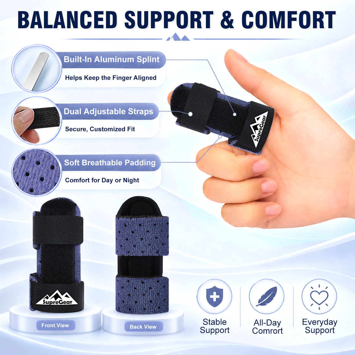 Finger Splint Support 2 Pack Adjustable Trigger Finger Brace for Broken Sprain Arthritis