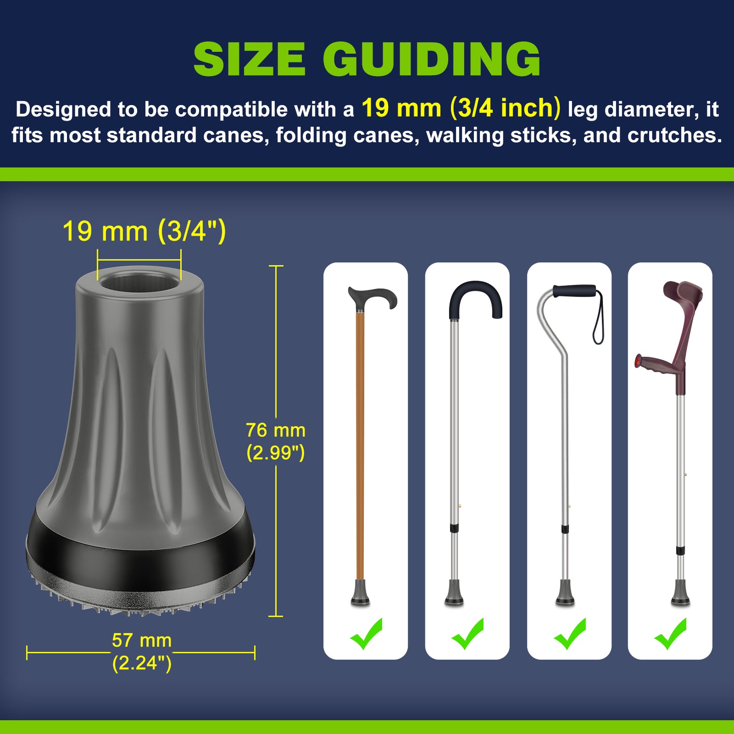 2-Pack 3/4" Cane Tips for All-Terrain Use