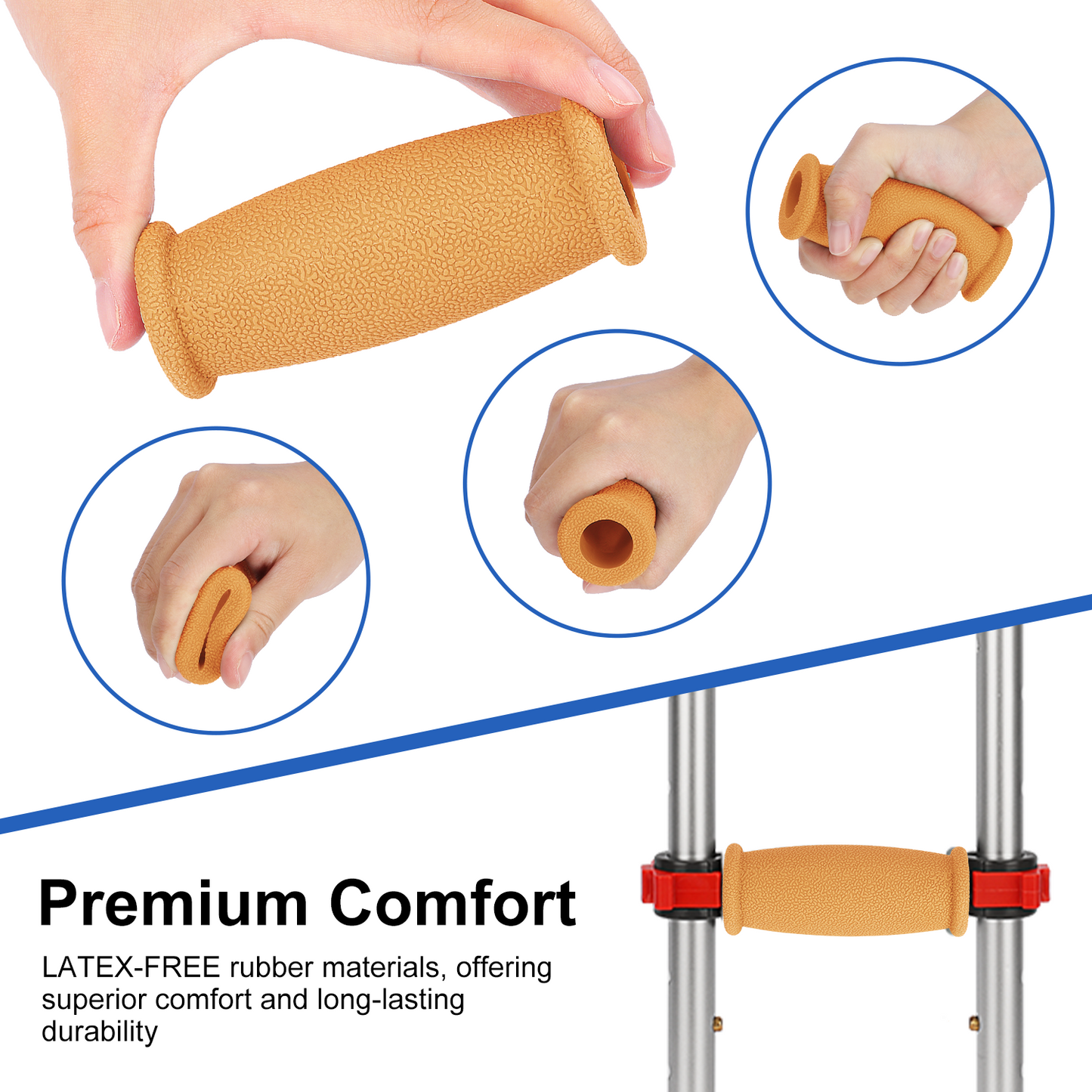Crutch Hand Grips (2-Pack) – Soft Rubber Non-Slip Replacement