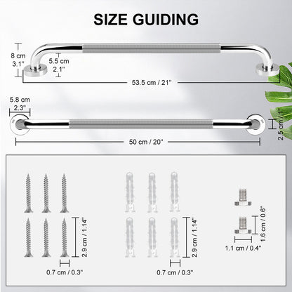 Bathroom Grab Bar 2 Pack Stainless Steel Safety Support Bar for Shower & Toilet