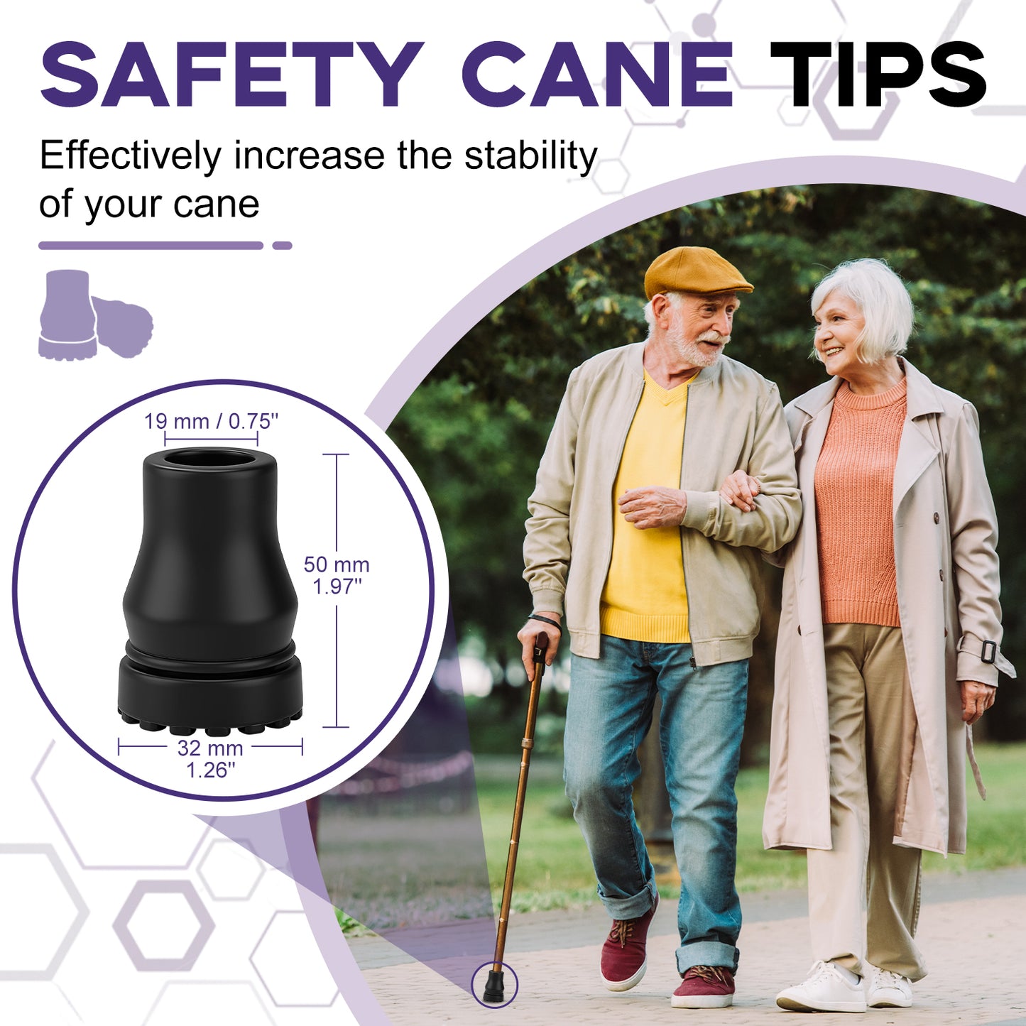 4 Pack Non-Slip Rubber Replacement Cane Tip