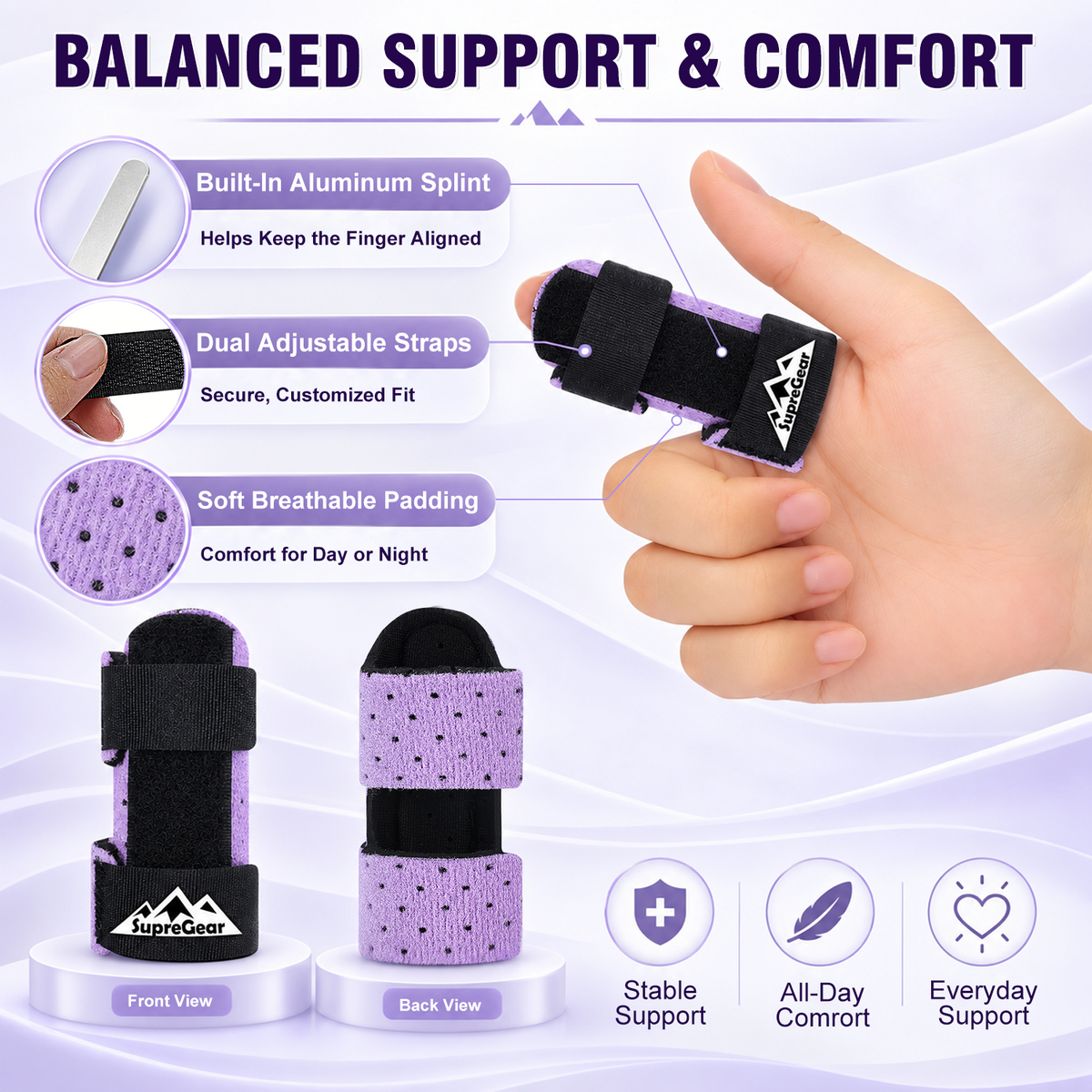 Finger Splint Support 2 Pack Adjustable Trigger Finger Brace for Broken Sprain Arthritis