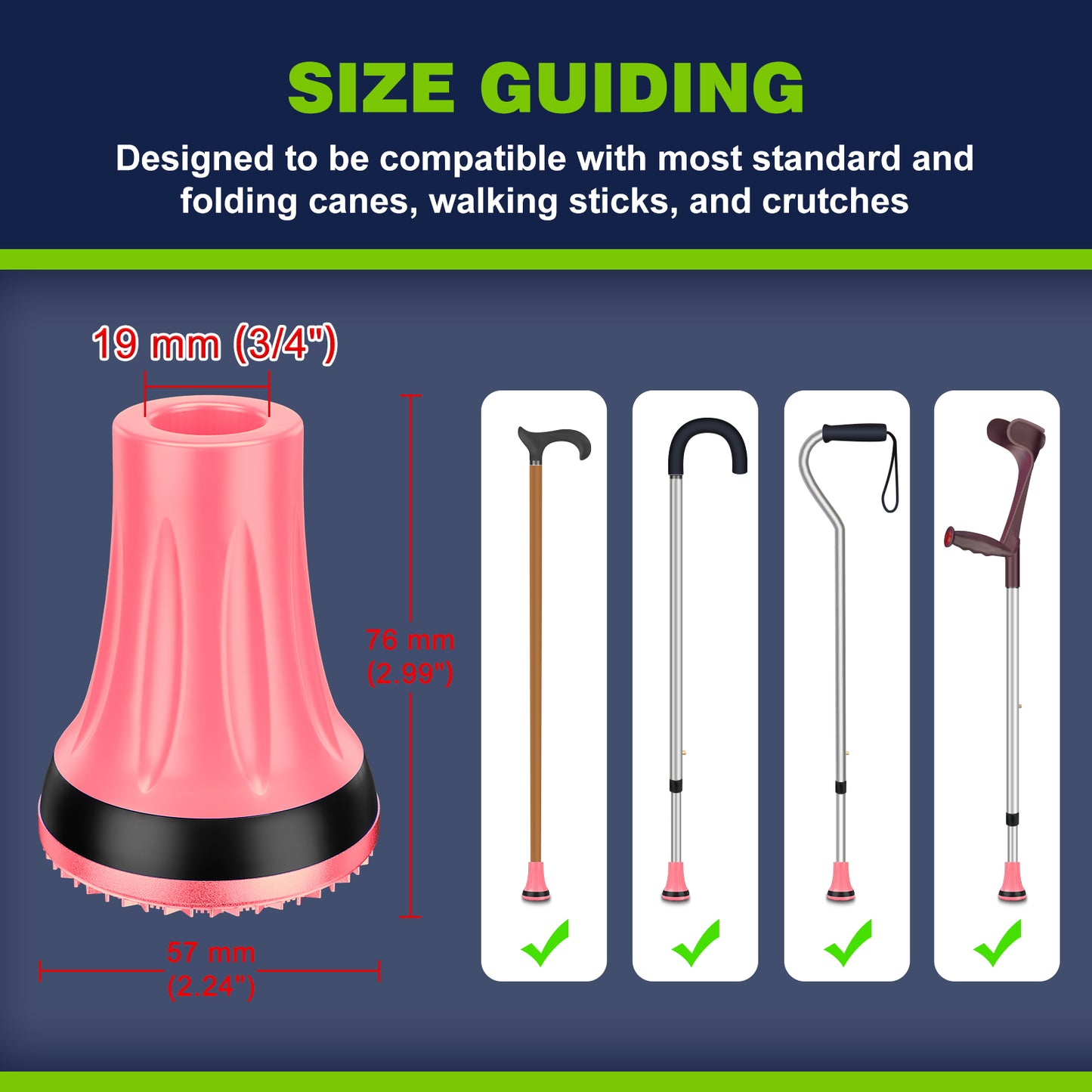 2-Pack 3/4" Cane Tips for All-Terrain Use