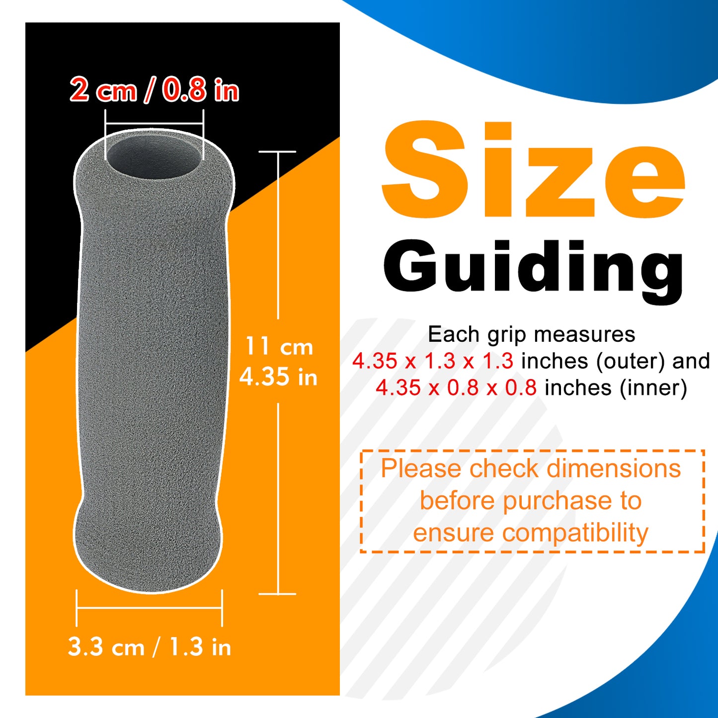 Non-Slip Foam Cane Grips, 4-Pack