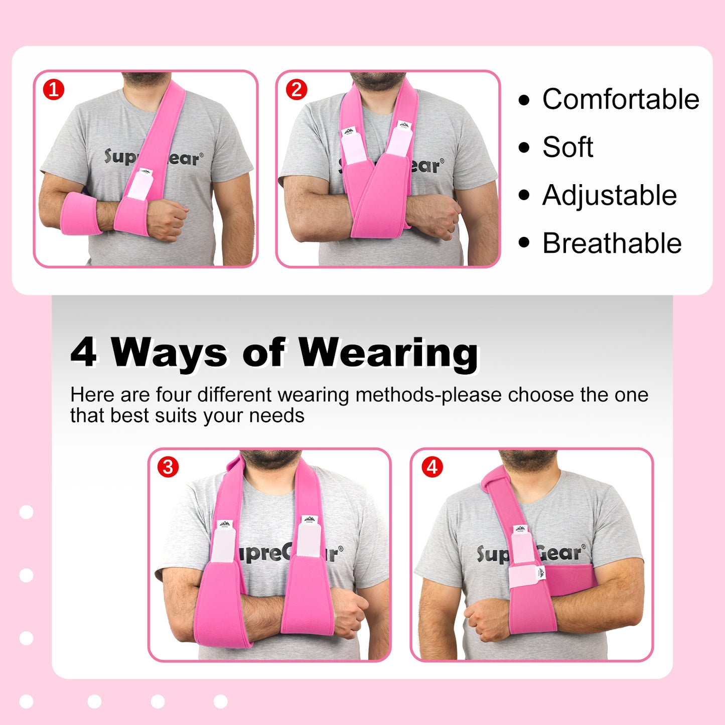 Arm Sling Shoulder Immobilizer, 0.18 lb Lightweight Support with 61" Adjustable Straps