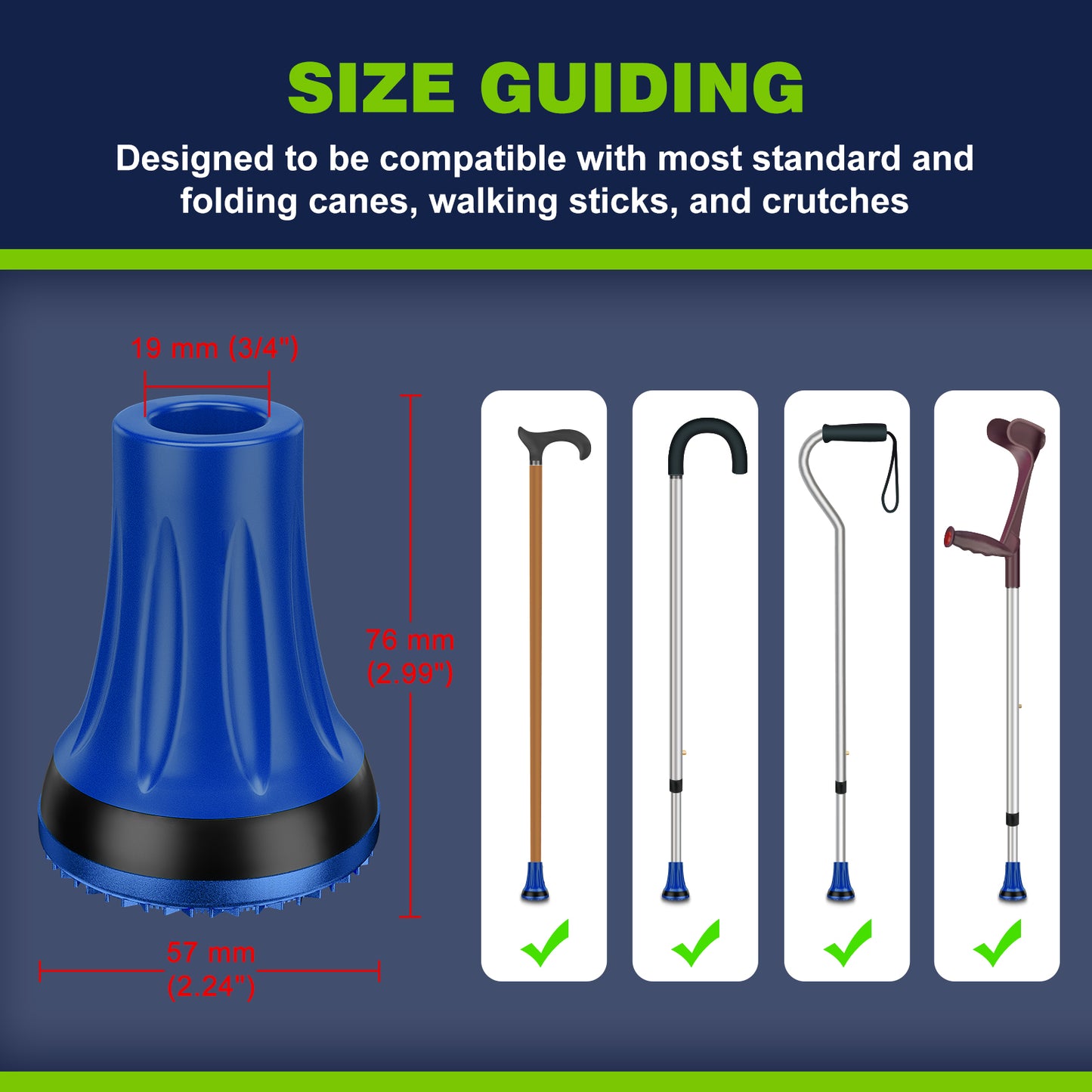 2-Pack 3/4" Cane Tips for All-Terrain Use