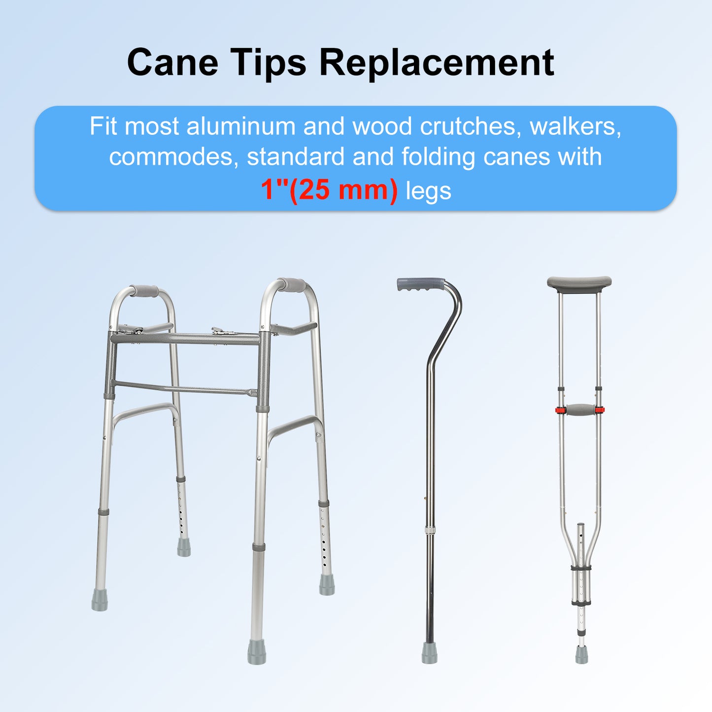 1" Heavy Duty Cane Tips, 2-Pack
