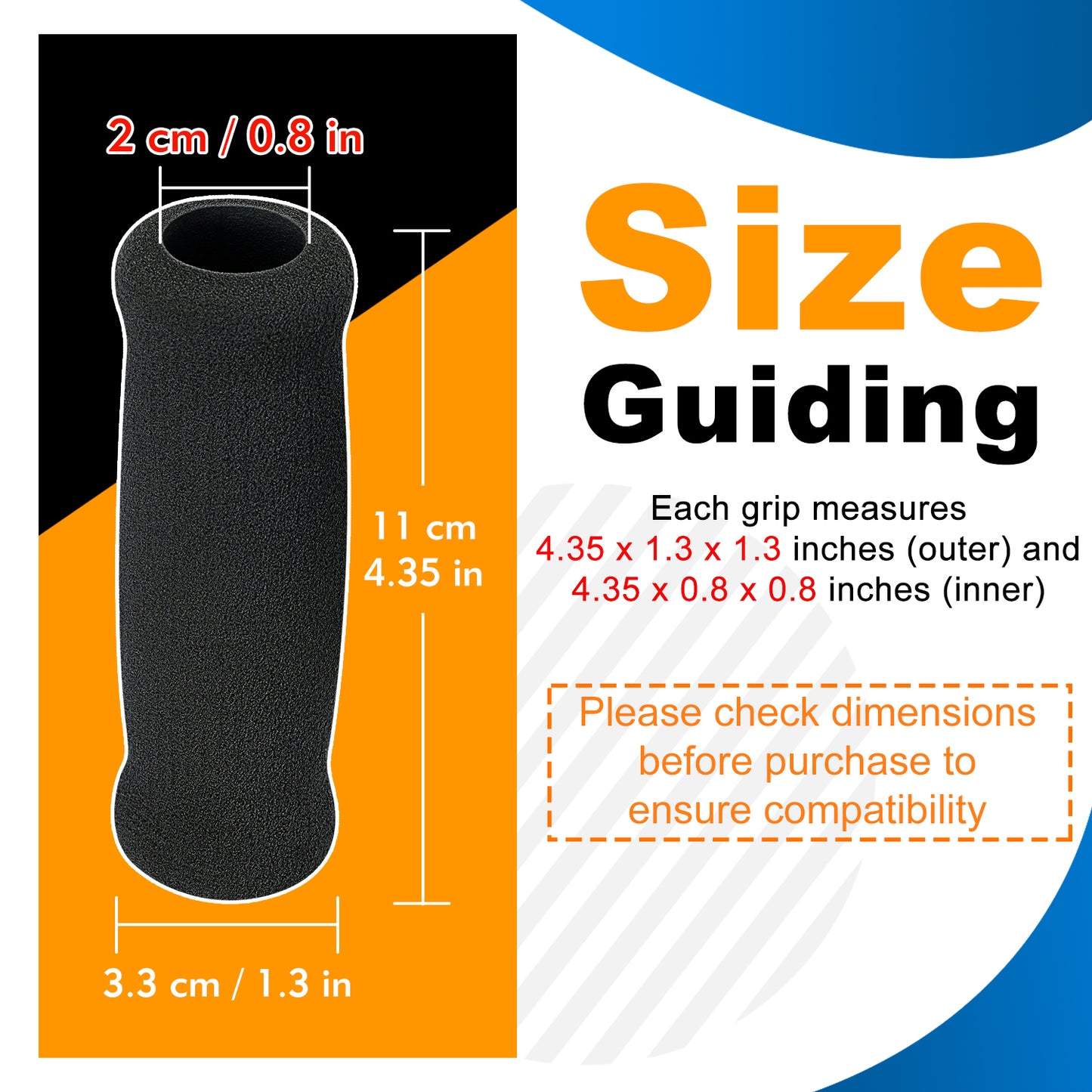 Non-Slip Foam Cane Grips, 4-Pack