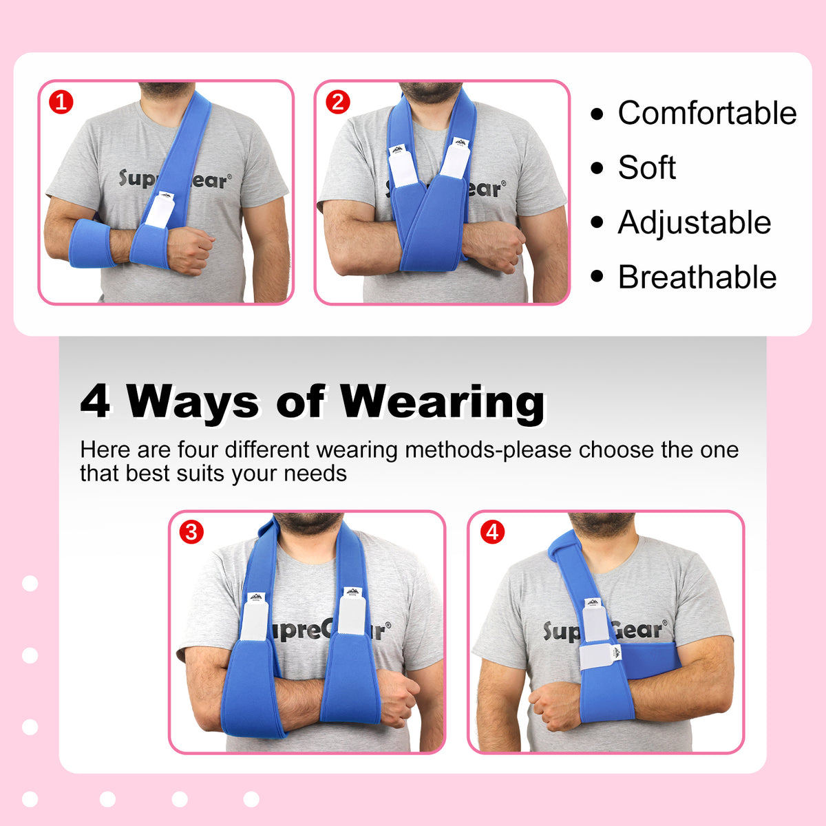 Arm Sling Shoulder Immobilizer, 0.18 lb Lightweight Support with 61" Adjustable Straps