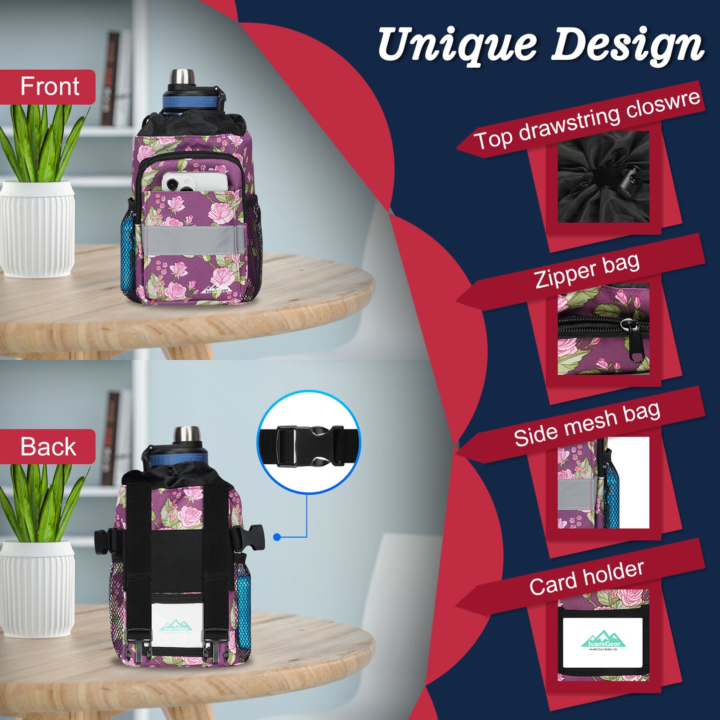 Crutch Bag with Pockets, Reflective Strip