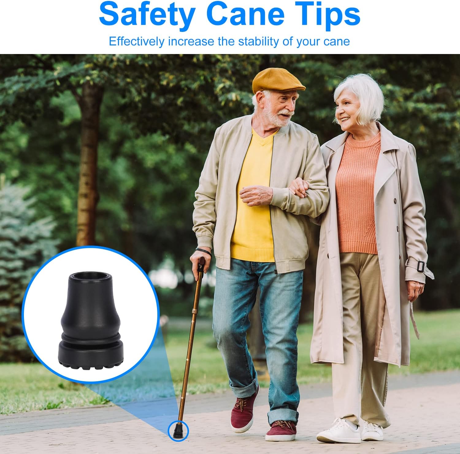 SupreGear 6-Pack Cane Tips – Non-Slip, Durable, 3/4 Inch