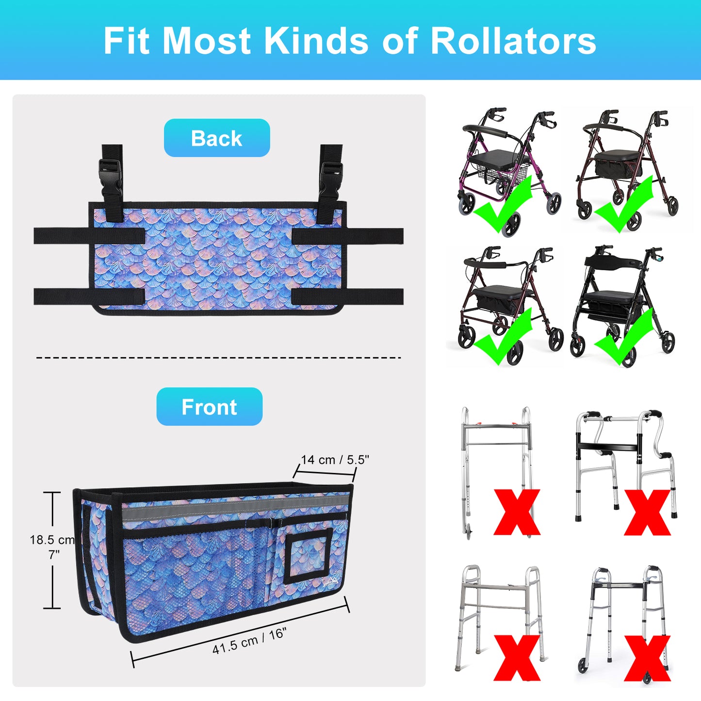 Large Capacity Rollator Basket
