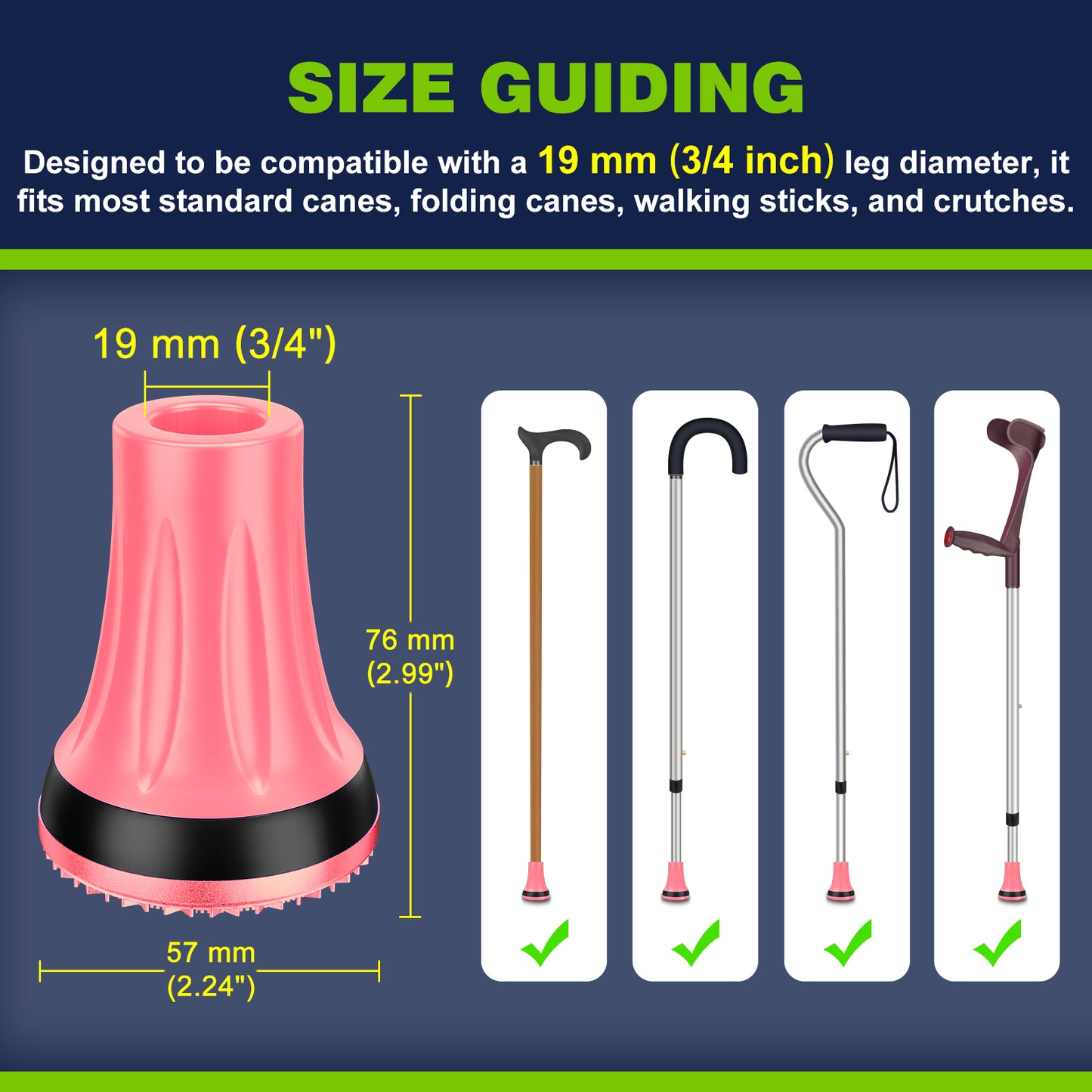 2-Pack 3/4" Cane Tips for All-Terrain Use