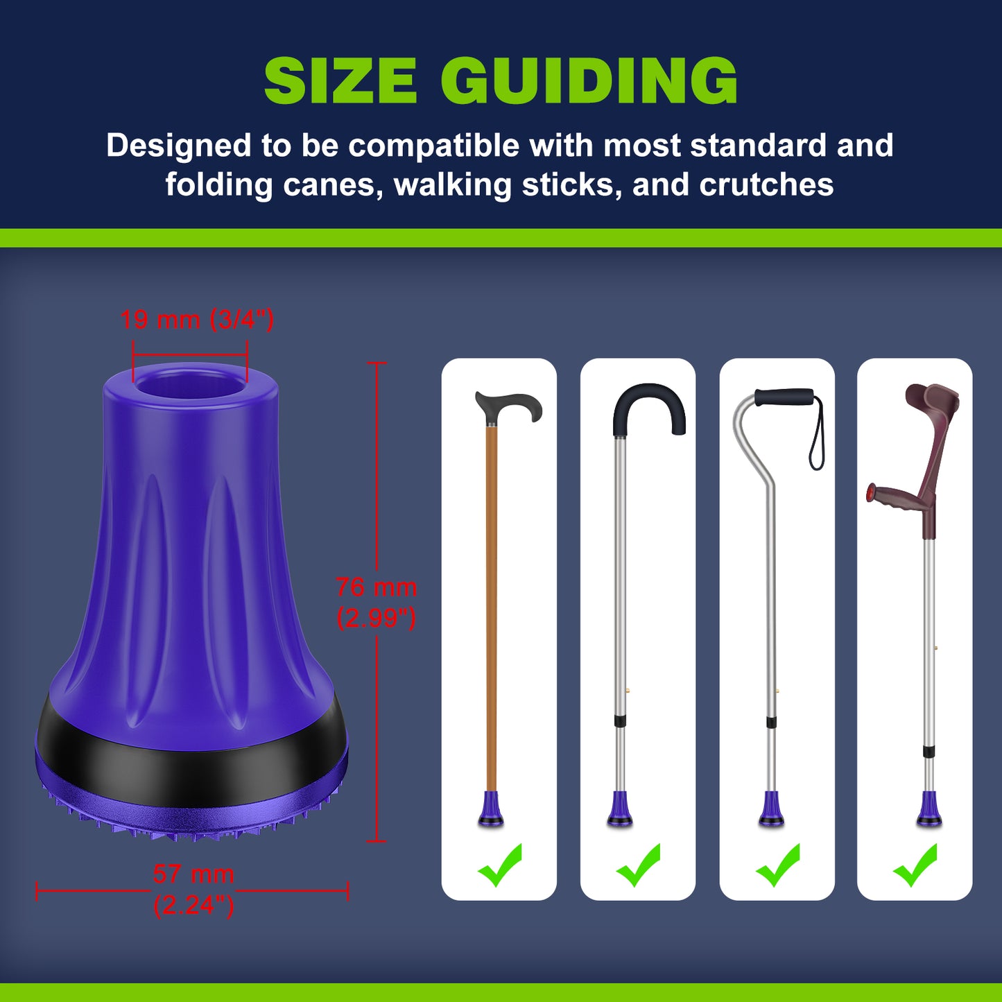 2-Pack 3/4" Cane Tips for All-Terrain Use