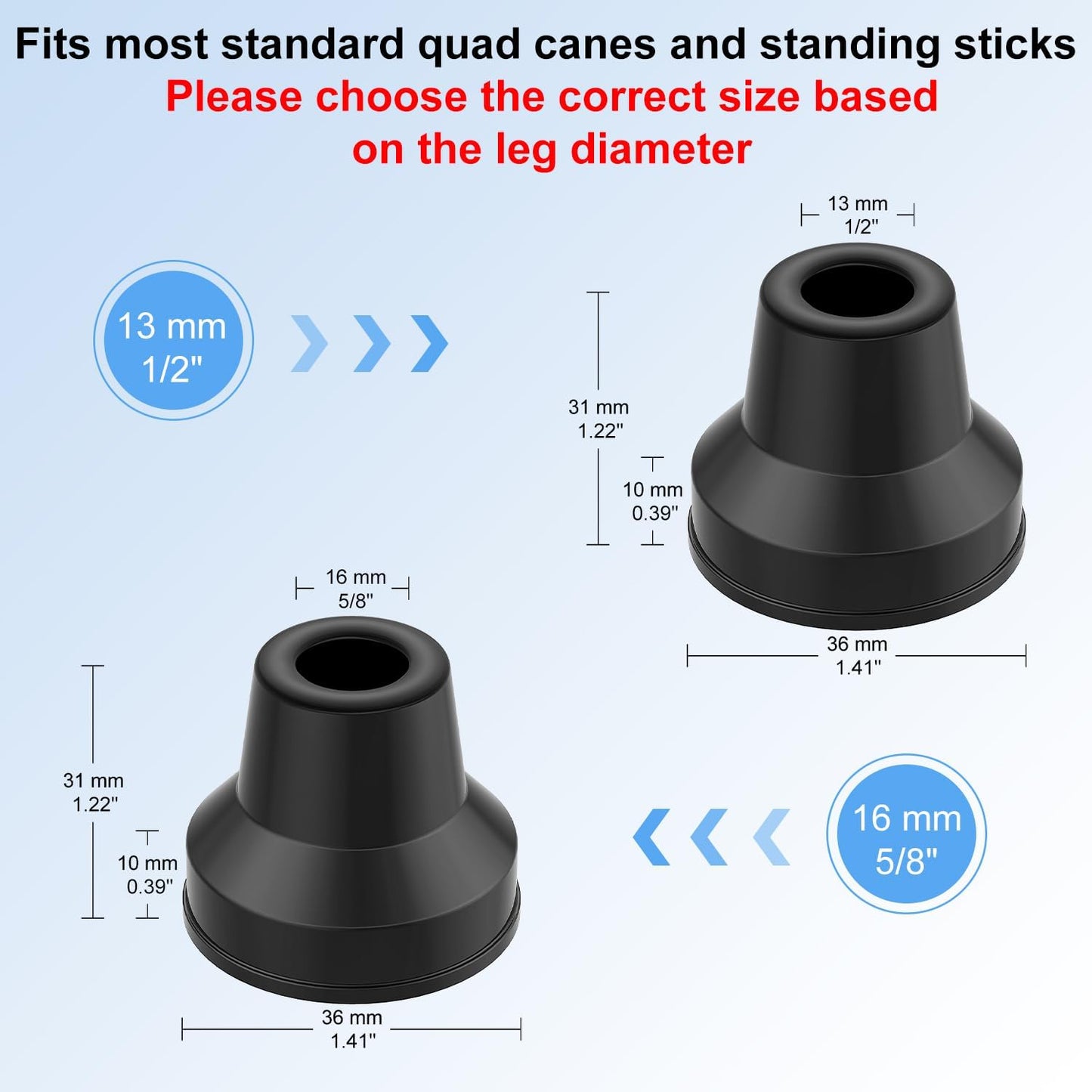 12 PCS Rubber Cane Tips Replacement