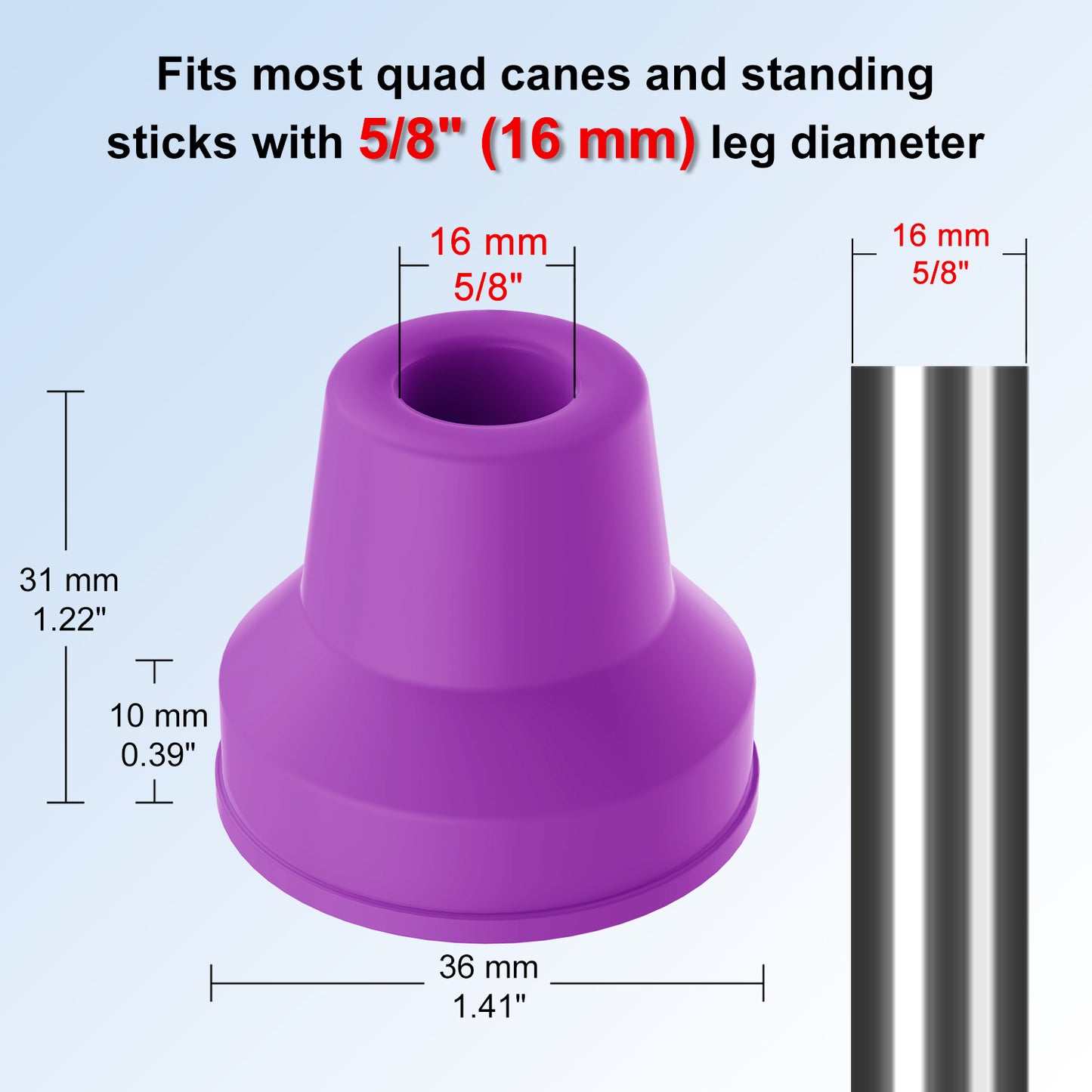 4pcs Quad Rubber Cane Tip