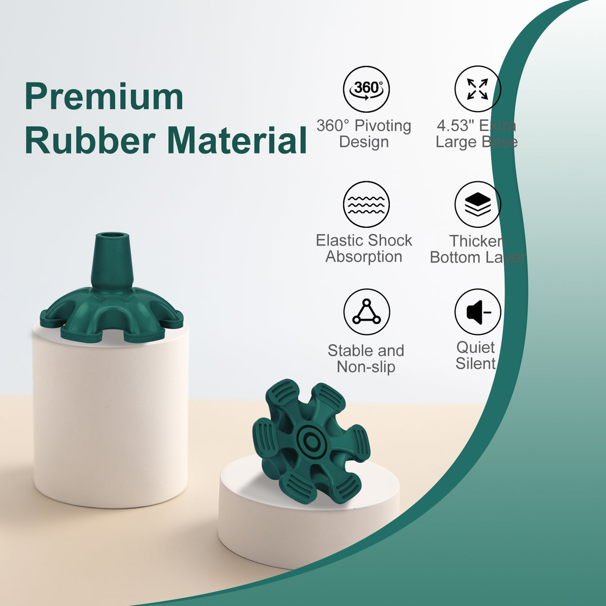 Self Standing Cane Tip 3/4 Inch 6-Prong Anti-Slip Rubber Replacement