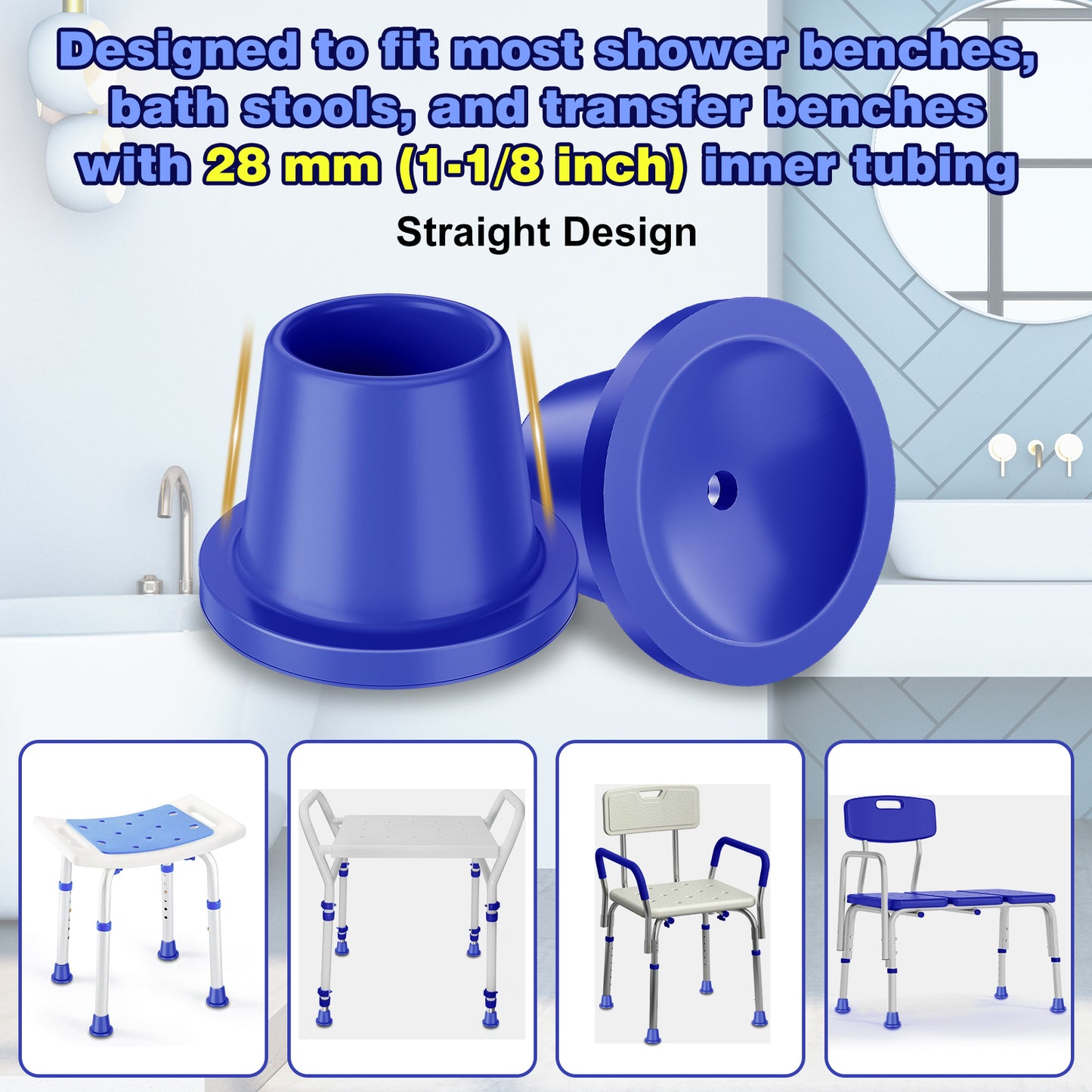 4PK Non-Slip Tips for Shower Chairs
