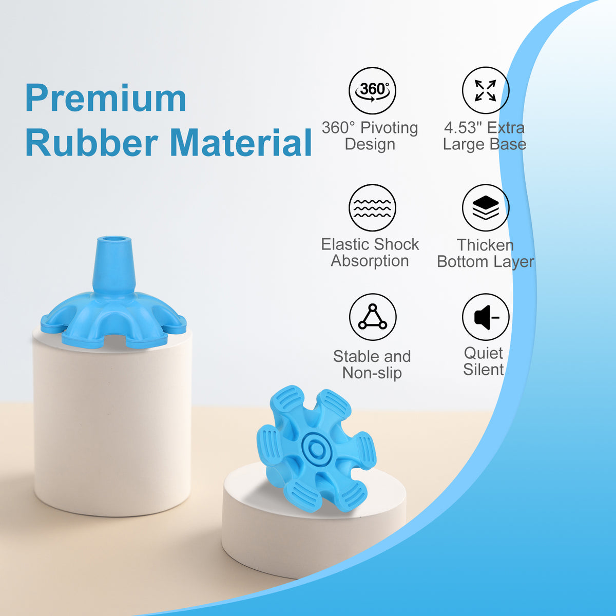 Self Standing Cane Tip 3/4 Inch 6-Prong Anti-Slip Rubber Replacement