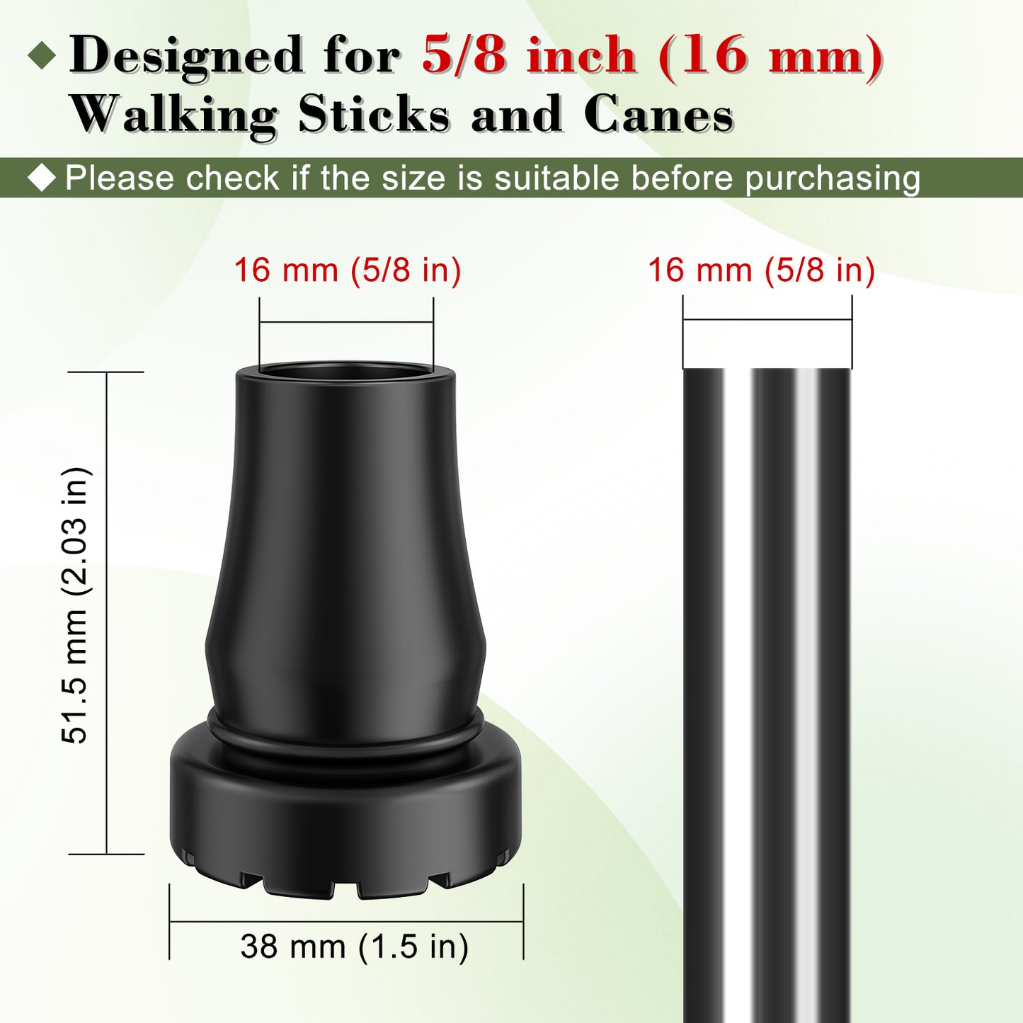 Heavy Duty 3/4" Cane Tips, Anti-Slip Rubber Feet