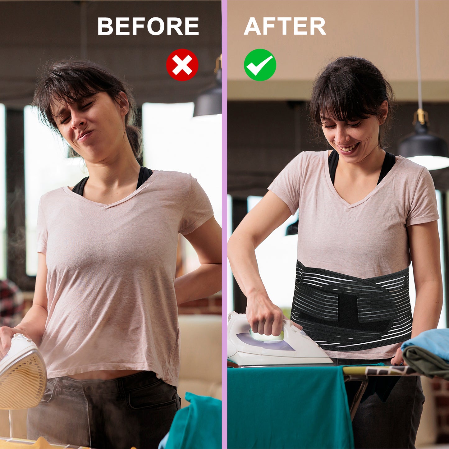Lower Back Brace, Adjustable Lumbar Support Belt w/Splints