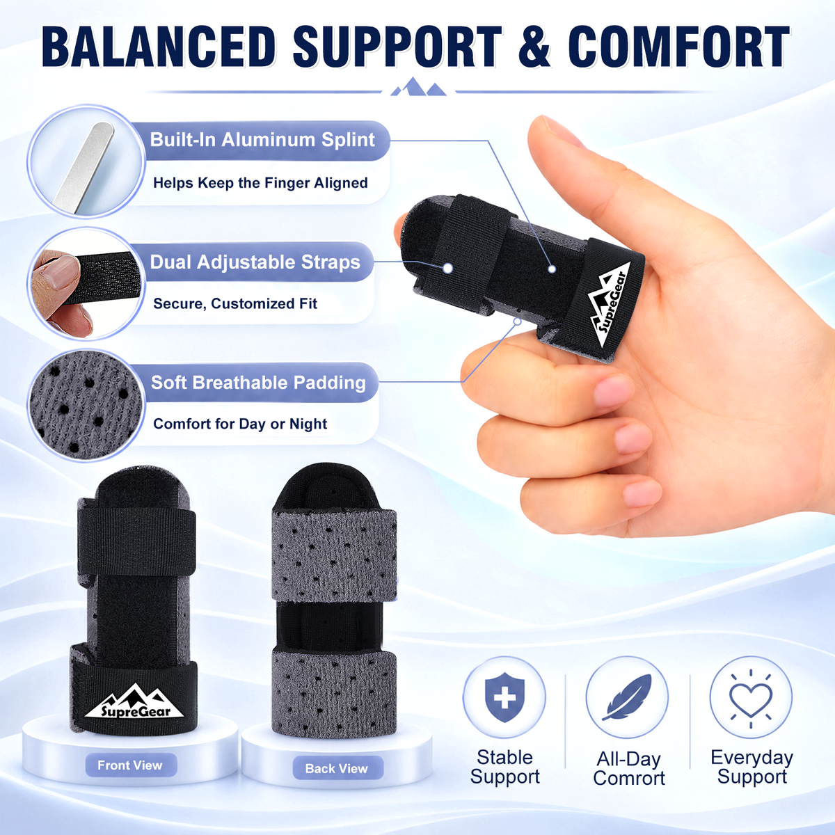 Finger Splint Support 2 Pack Adjustable Trigger Finger Brace for Broken Sprain Arthritis