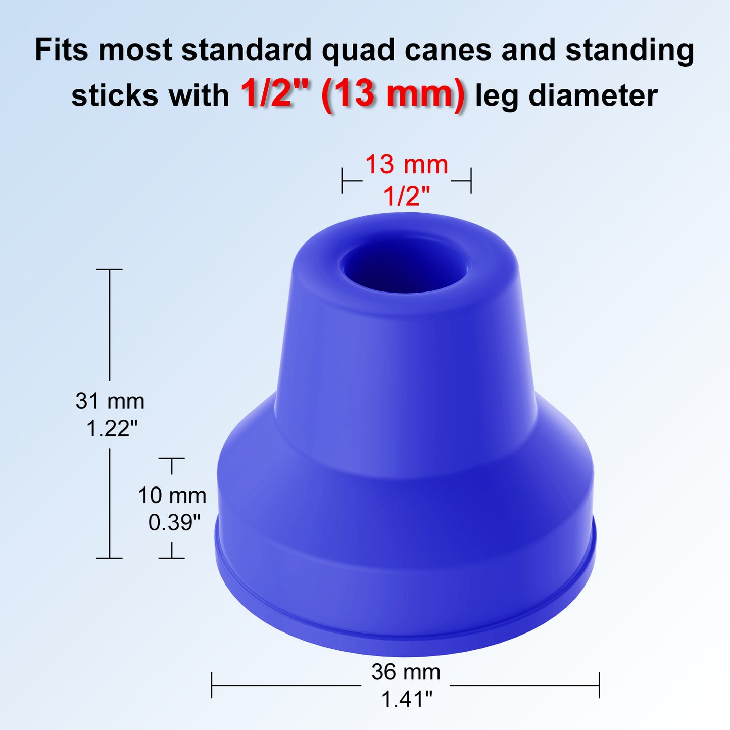 4pcs Quad Rubber Cane Tip