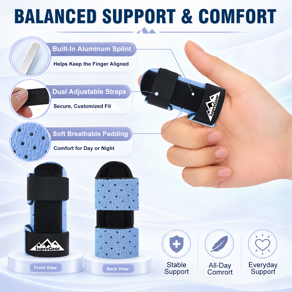 Finger Splint Support 2 Pack Adjustable Trigger Finger Brace for Broken Sprain Arthritis