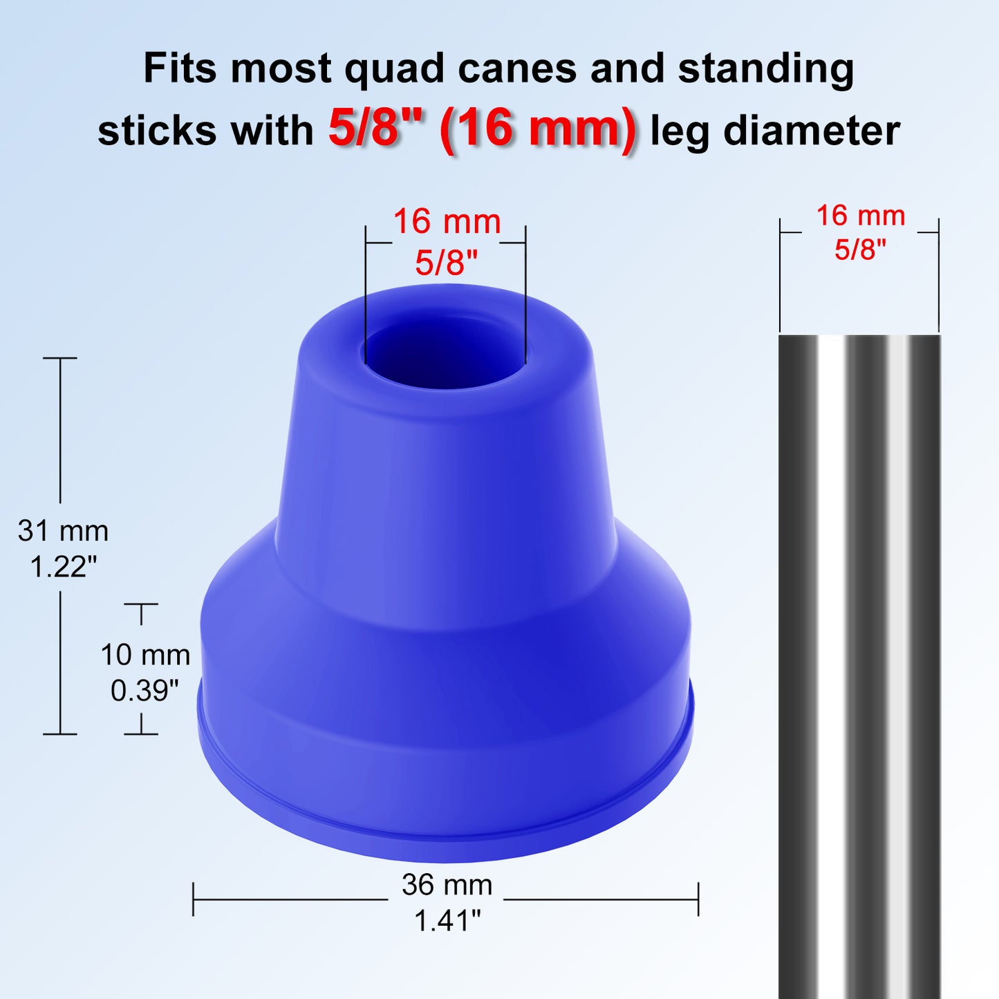 4pcs Quad Rubber Cane Tip