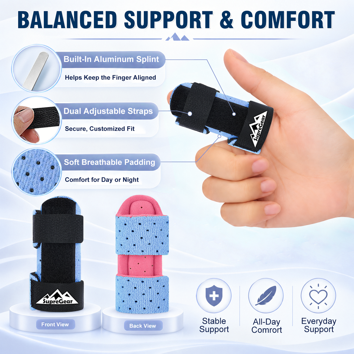 Finger Splint Support 2 Pack Adjustable Trigger Finger Brace for Broken Sprain Arthritis