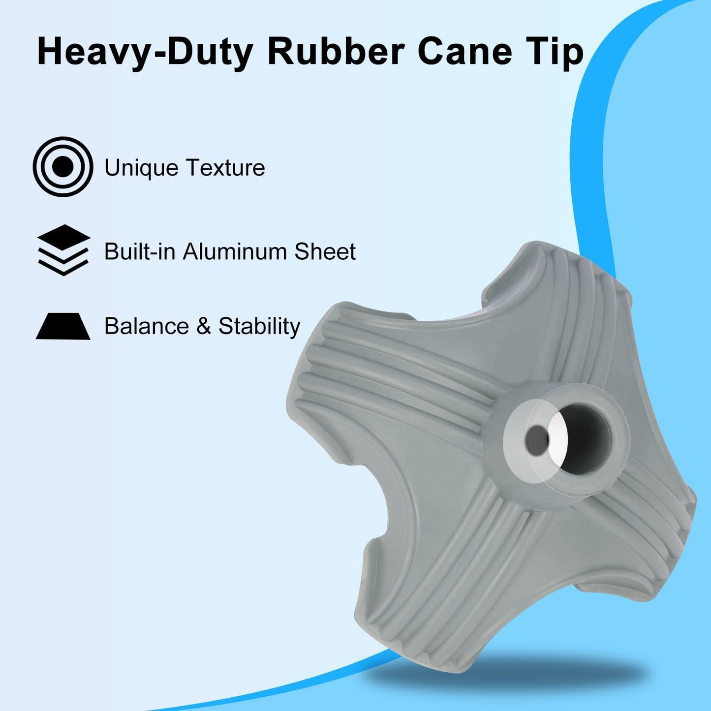 4 Point Self Standing Quad Support Rubber Replacement Cane Tip