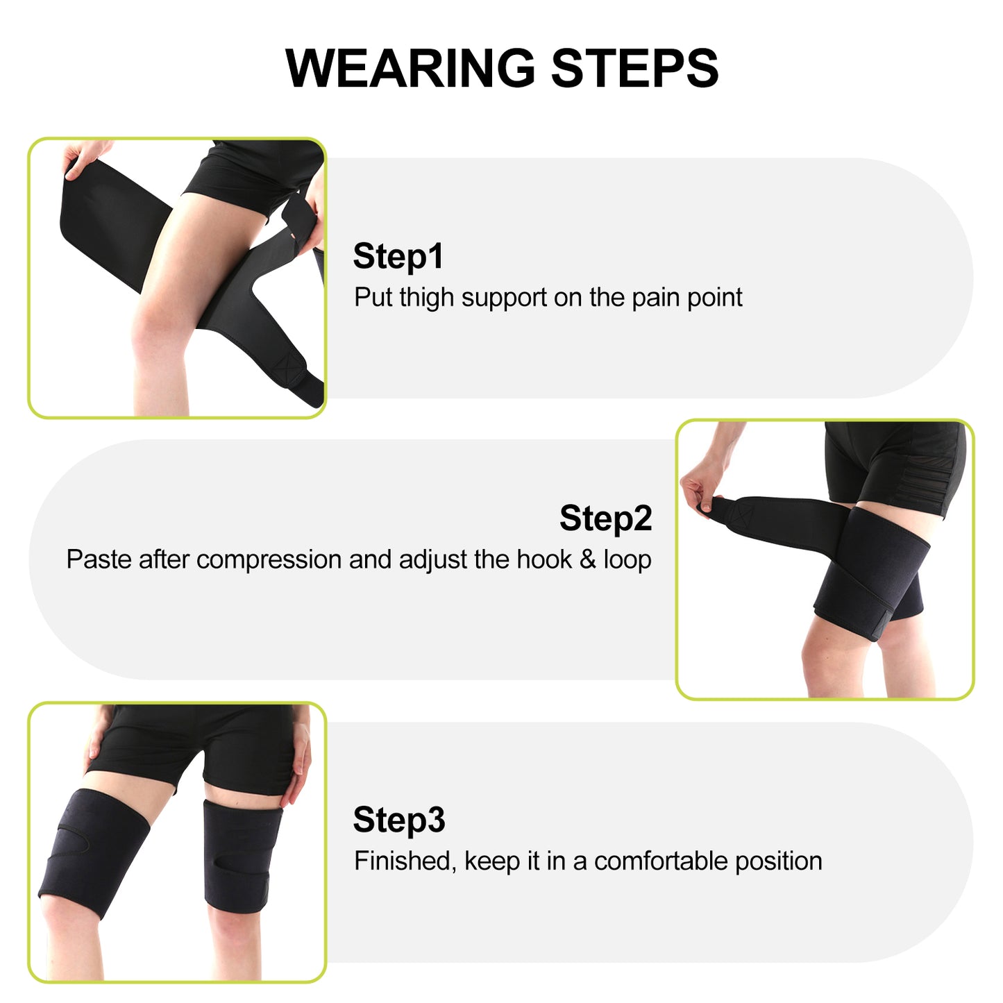 Thigh Brace for Hamstring Strain & Muscle Support Adjustable Compression Wrap