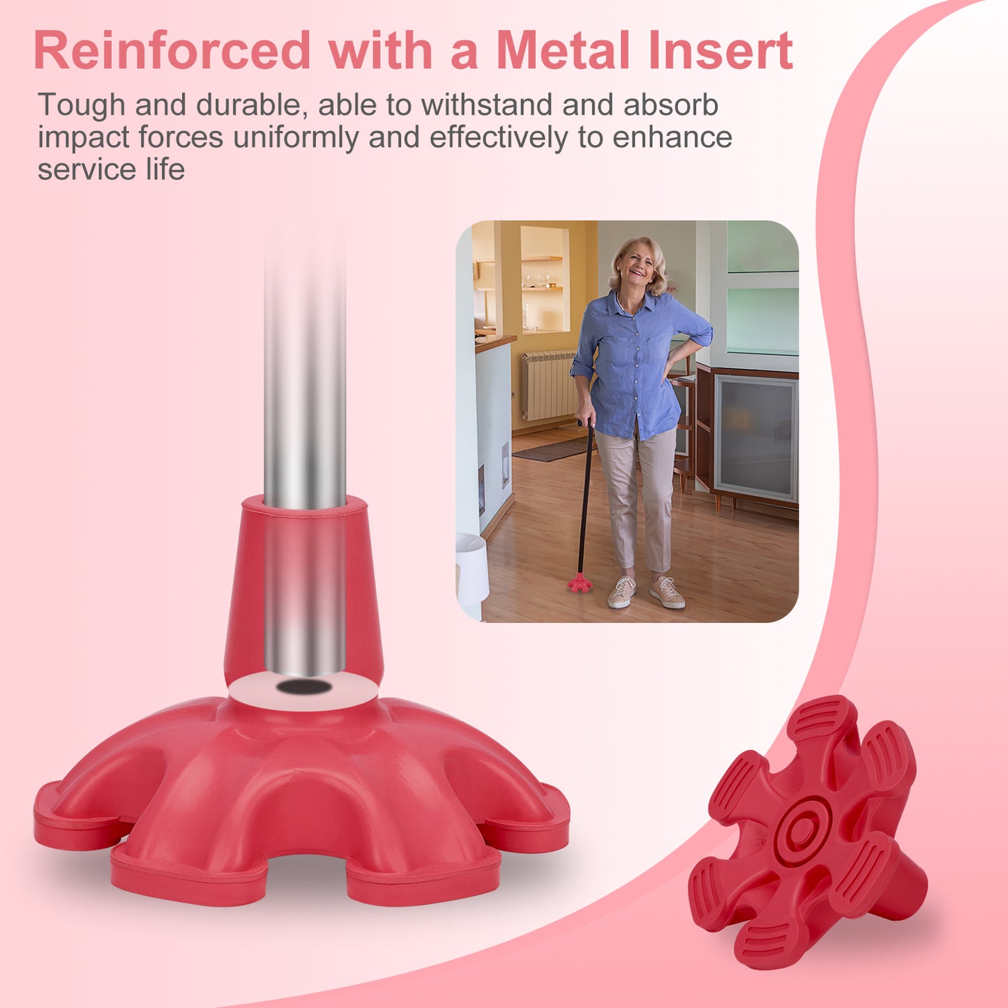 3/4 Inch Stable Six Point Non-Slip Cane Tip