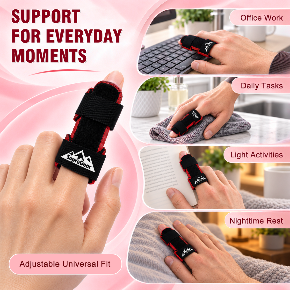 Finger Splint Support 2 Pack Adjustable Trigger Finger Brace for Broken Sprain Arthritis