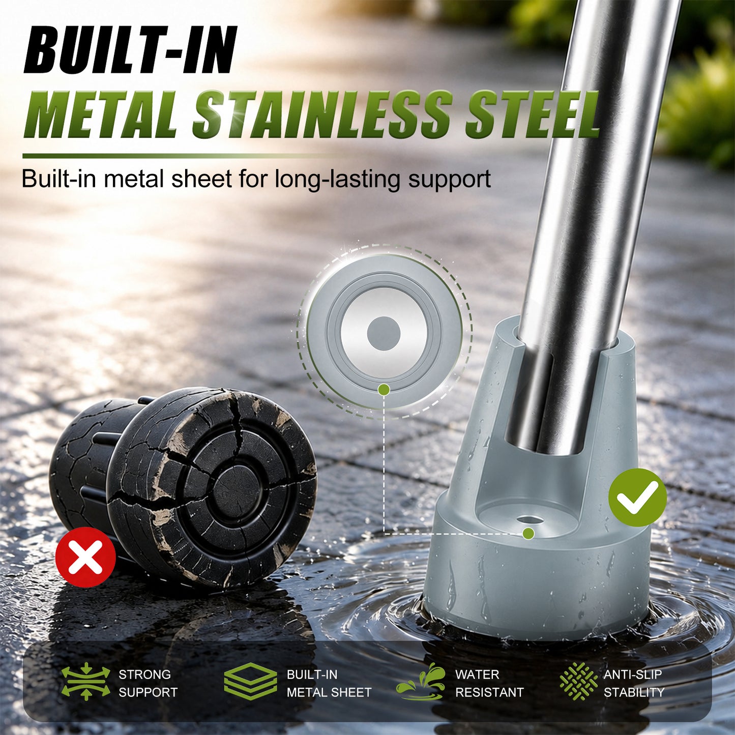 Non-Slip Stable High-Strength Rubber Cane Tip