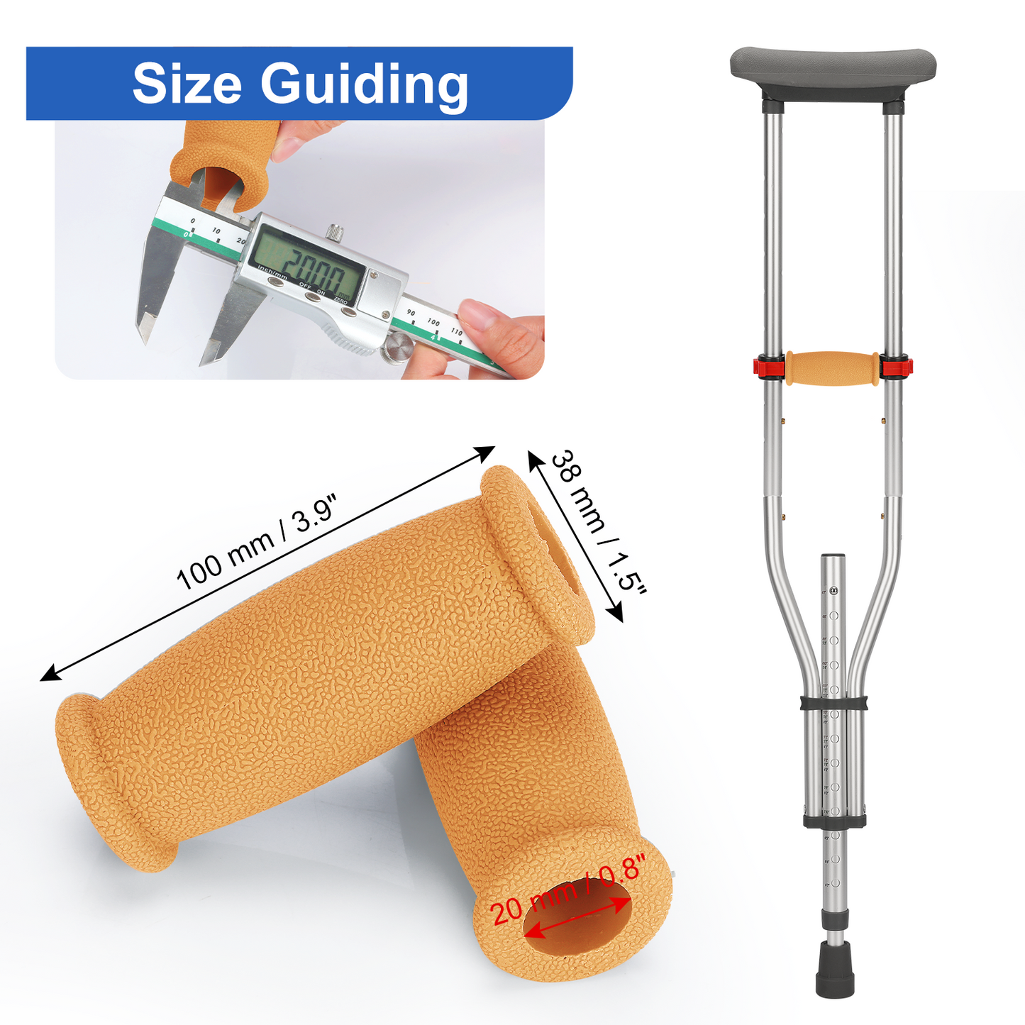Crutch Hand Grips (2-Pack) – Soft Rubber Non-Slip Replacement