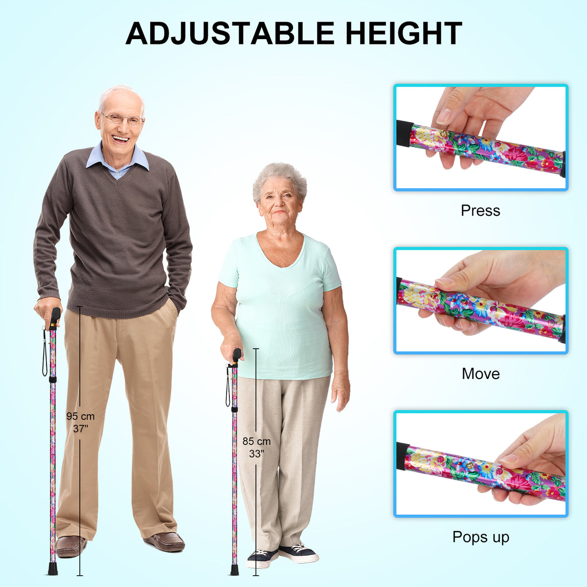 Folding Cane with T Handle Adjustable Lightweight Walking Cane