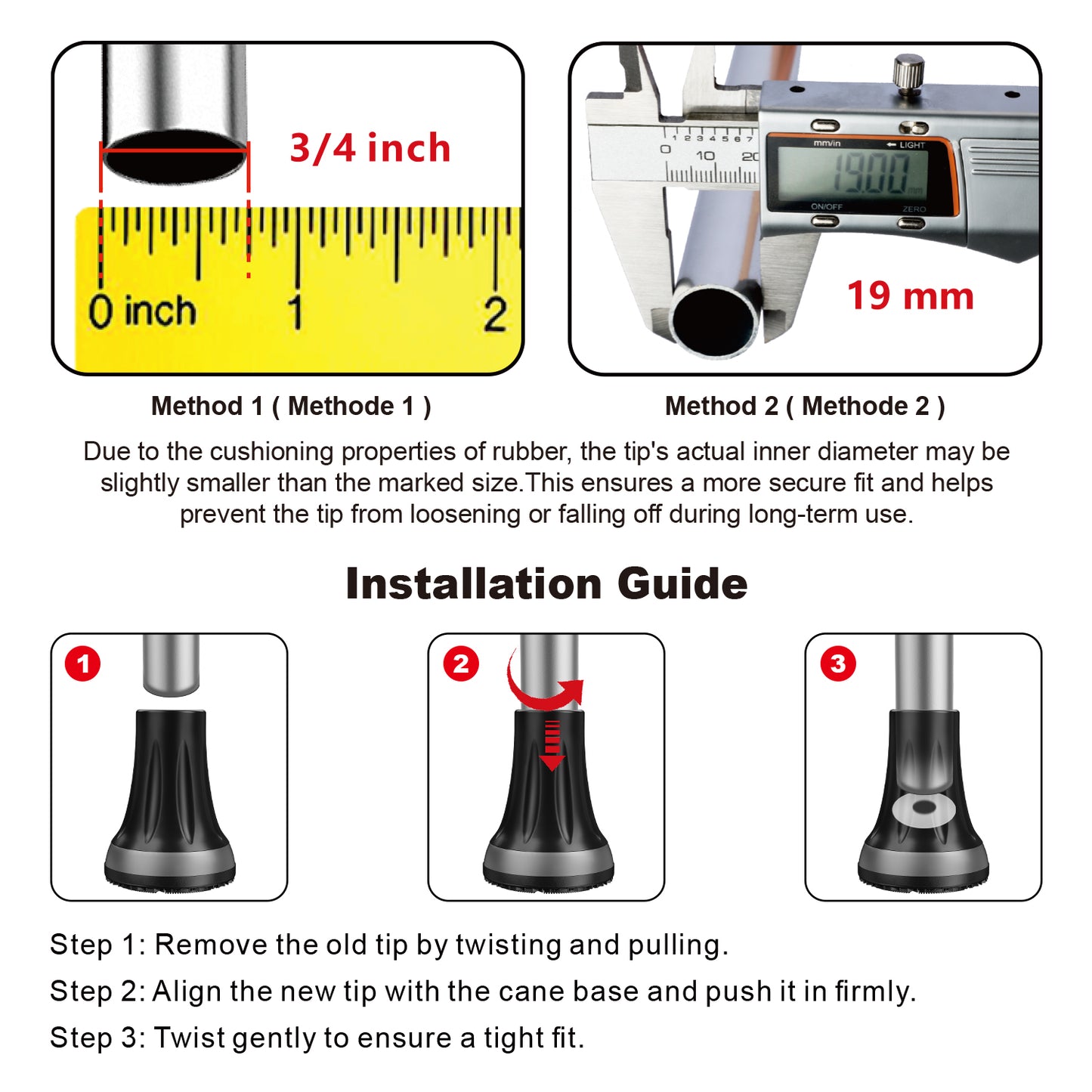 2-Pack 3/4" Cane Tips for All-Terrain Use