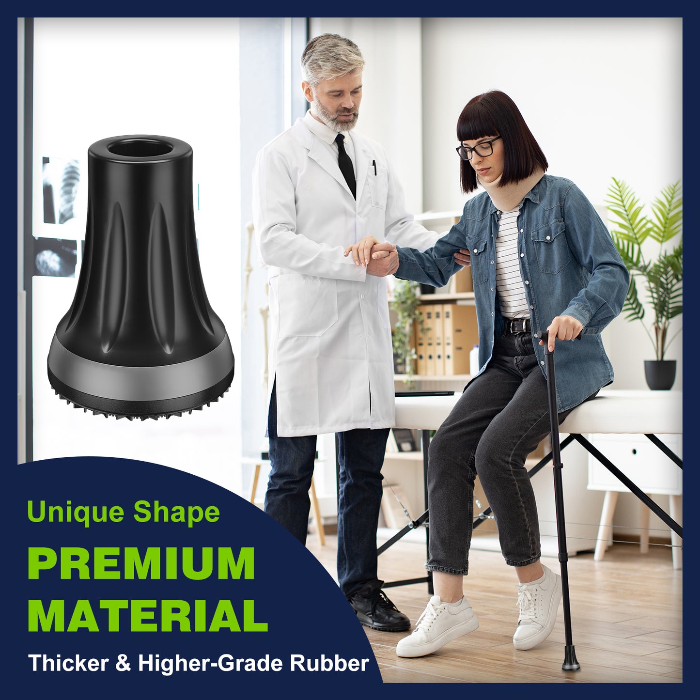 Walking Cane Tips 5/8" (2-Pack) – Heavy Duty Non-Slip Rubber Replacement Ends