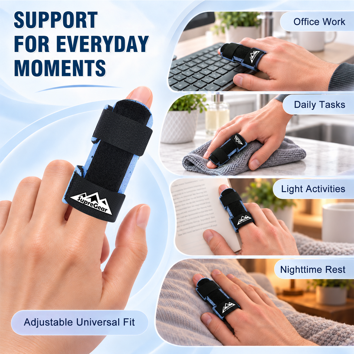 Finger Splint Support 2 Pack Adjustable Trigger Finger Brace for Broken Sprain Arthritis